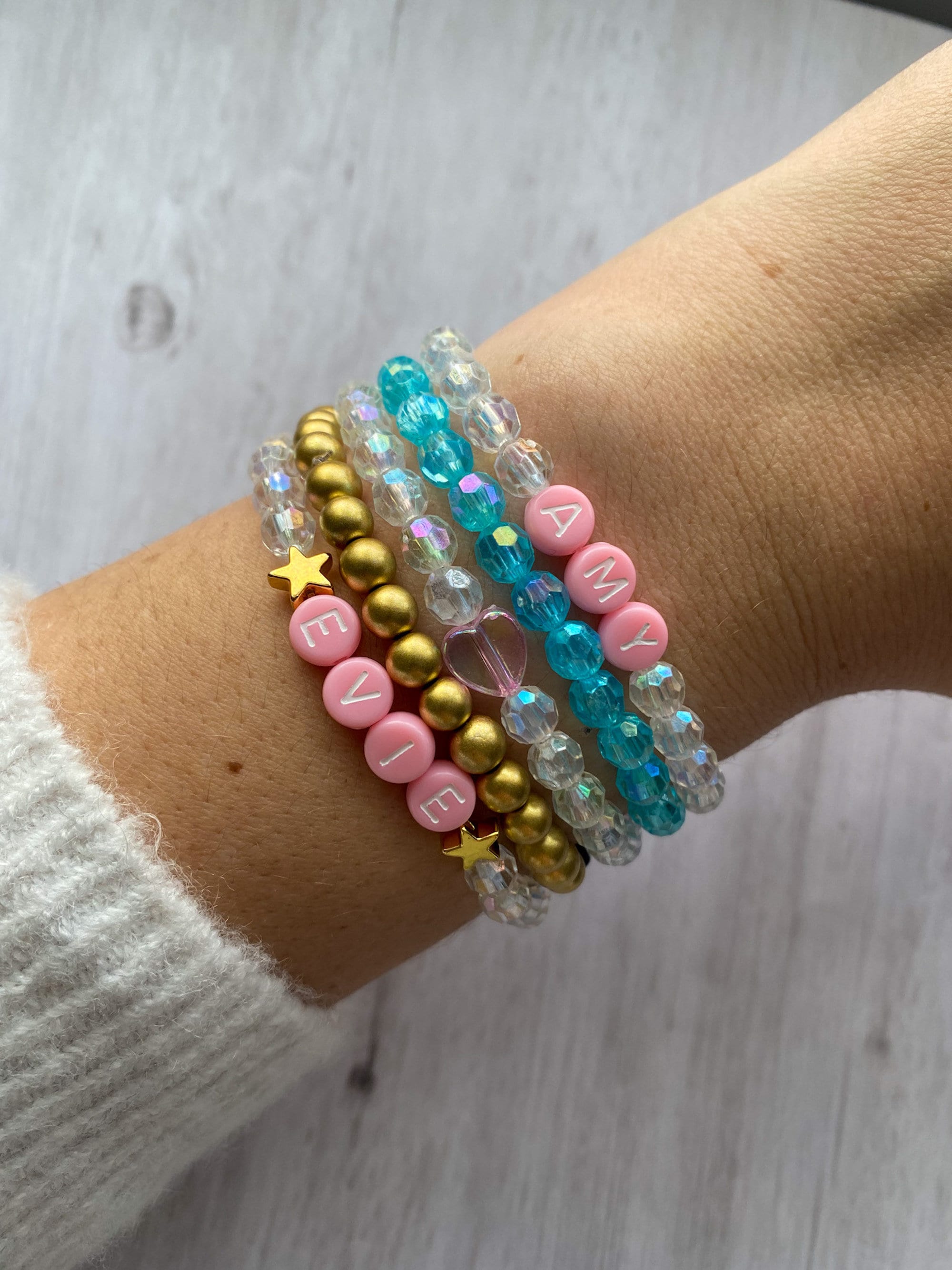 Little Girls Bracelet Personalized Kids Beaded Name Bracelet Etsy