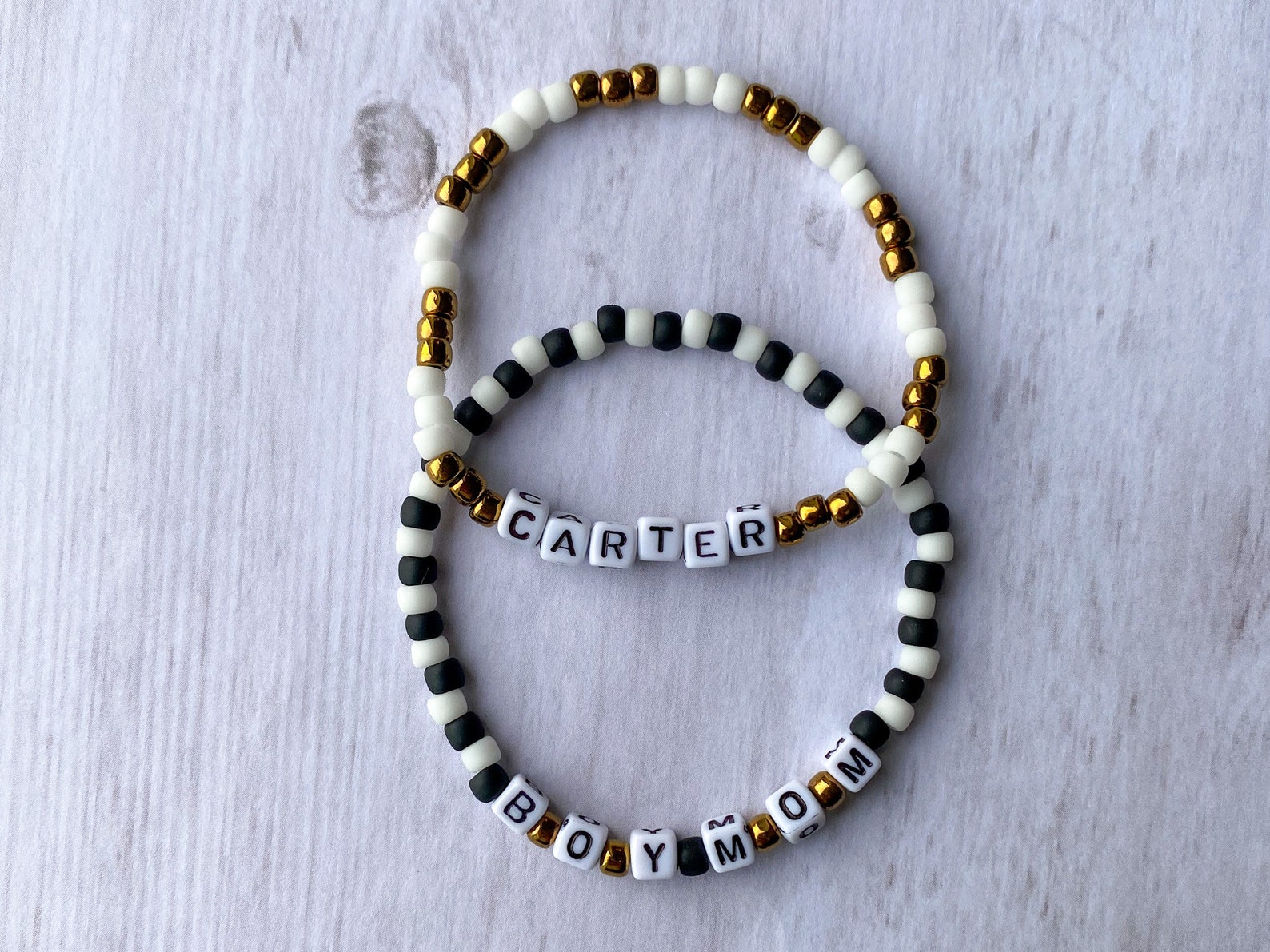 Square Letter Bead Bracelet Beaded Name Bracelet Etsy