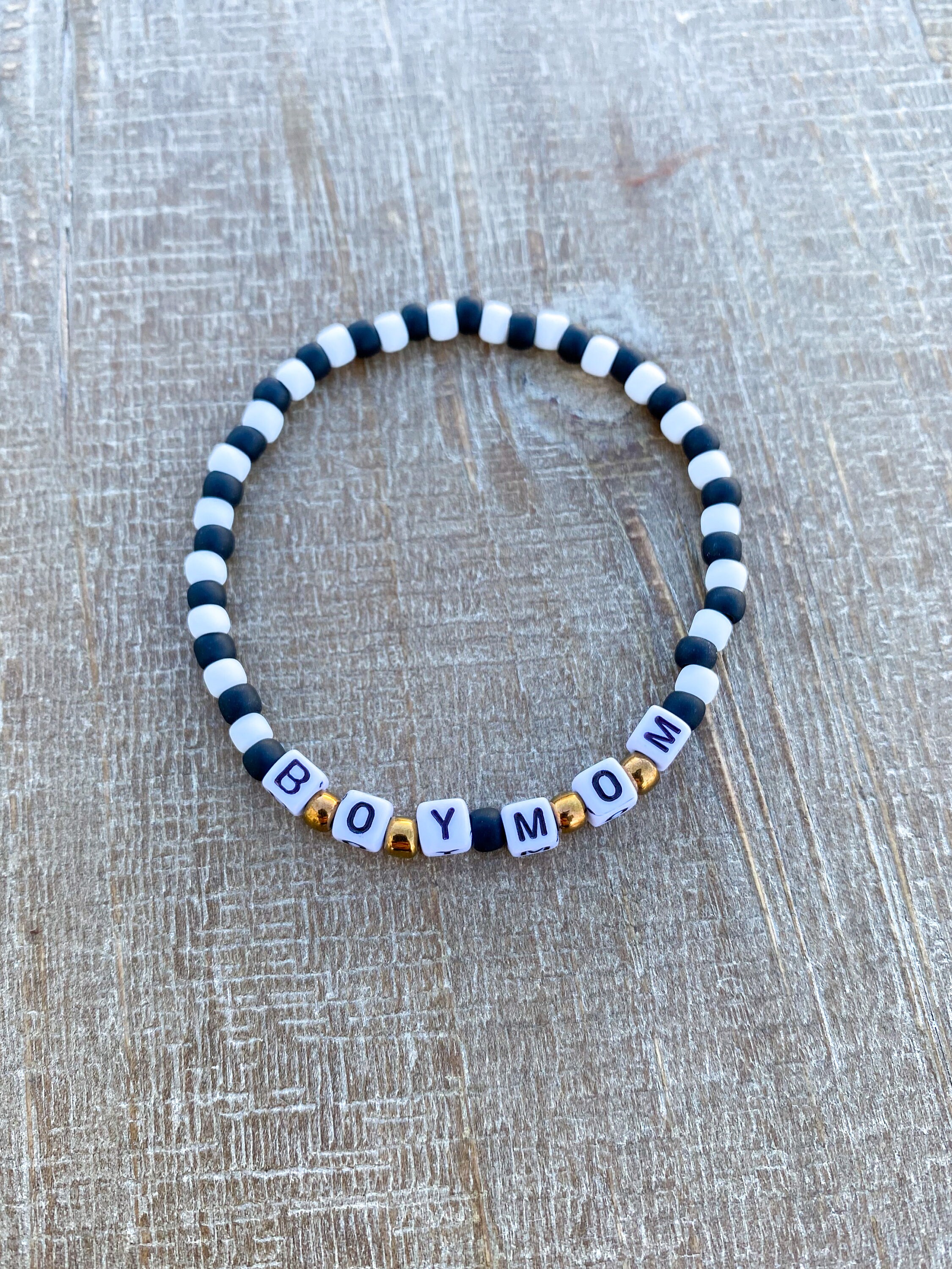 Square Letter Bead Bracelet Beaded Name Bracelet Etsy