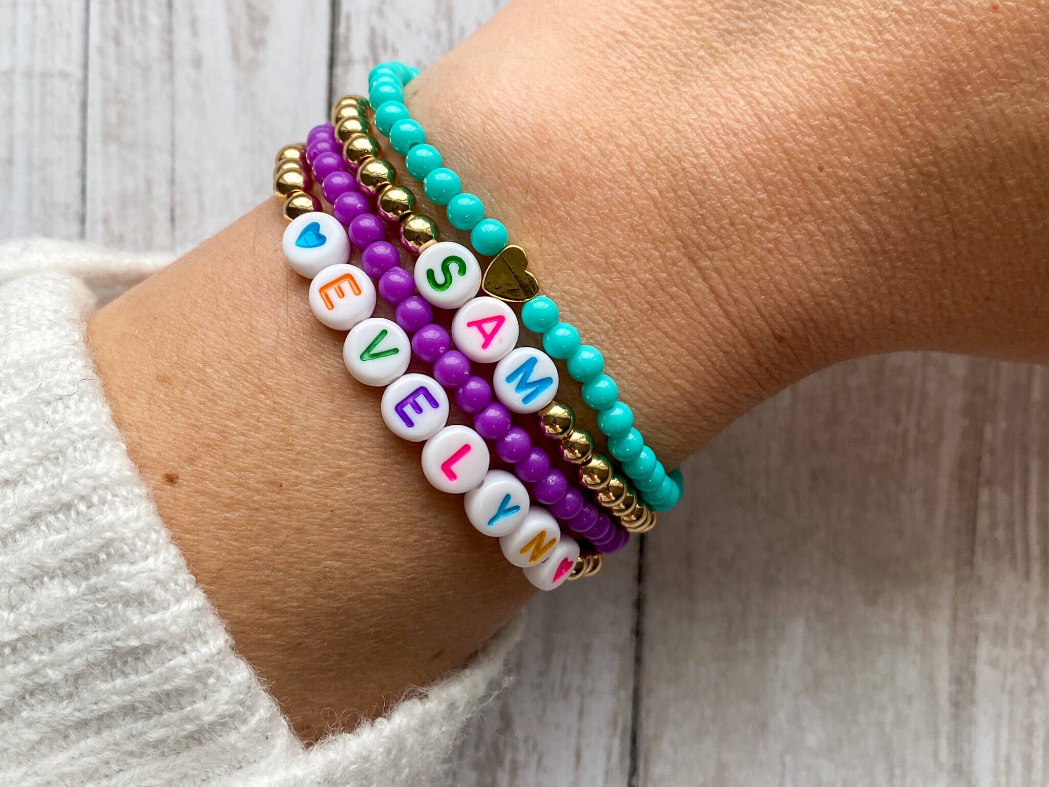 Girls Beaded Name Bracelet Little Girls Bracelet Kids name Etsy