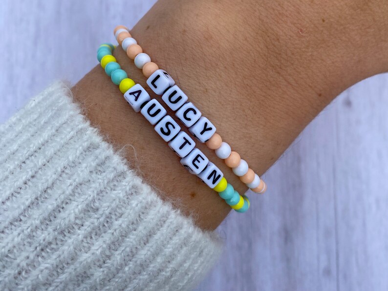 Custom Friendship Bracelet Personalized Name Bracelet Beaded Etsy
