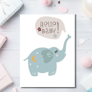 Afdrukbare babywenskaart | Gefeliciteerd nieuwe baby | Digitale babyshowerkaart downloaden | Schattige babykaart voor jongen/meisje | Nieuwe kaart voor ouders
