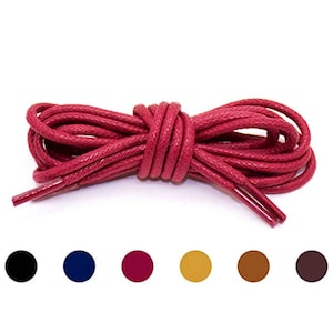 Round Premium Cotton Wax Shoelaces Dress Waxed Laces 2.5mm For Dress Shoes Wax Shoelaces Czerwony