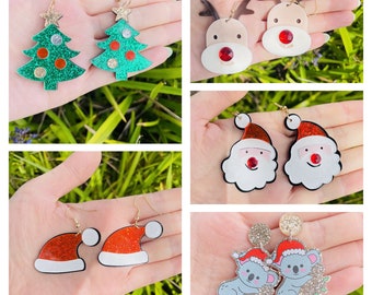 Christmas Earrings Santa Reindeer Koala Hat Tree Ear Rings Handmade Xmas Jewellery