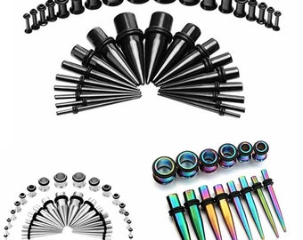 36pcs Surgical Stainless Steel Ear Stretching Kit 14G-00G Ear Gauges Expander Set Tapers and Plugs Tunnels Body Piercing Jewellery