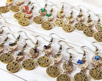 Faux Leather Zodiac Earrings, Zodiac Constellations, Zodiac Power Colors, Astrological Signs, Star Signs, Horoscope Sign - Hypoallergenic