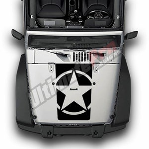 Hood Decal Sticker Sport 4x4 Compatible with Jeep Wrangler JK 2006 - 2017 Rubicon Racing Hood door Vinyl
