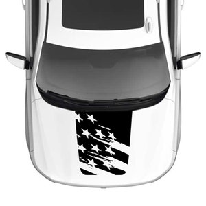 Hood tattered US flag graphics stickers decals compatible with Chevrolet Tahoe 2021 - 2023