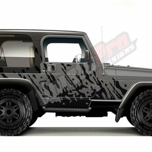 Mud Splash Sticker Sport Decal Compatible with Jeep Wrangler TJ 2003 2004 2005 2006 Rubicon Modern Off Road 4x4 wrap Vinyl