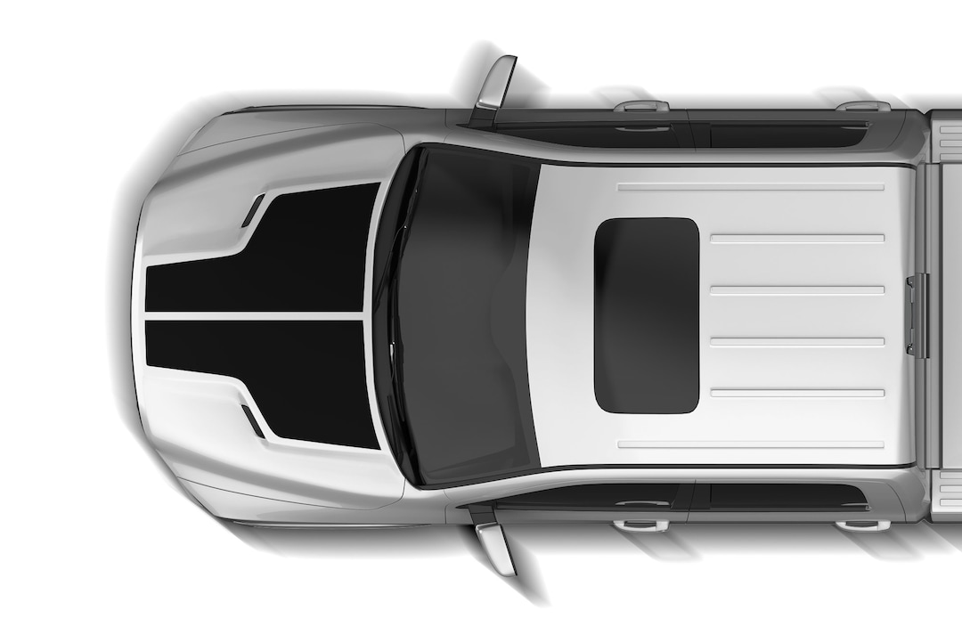 Autocollant Capot Drapeau Américain Pour Dodge Ram Rebel - Vinyle Mat Noir, Style Graphique