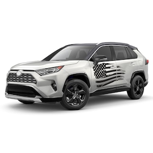 Vinilo de calcomanía 2x Compatible con Toyota Rav4 2019 2020 SUV Hybrid Sticker Side Door Mirror US Flag America