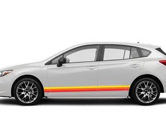 Sticker vinyle autocollant rayures rétro compatible avec Subaru Impreza 2012 - présent