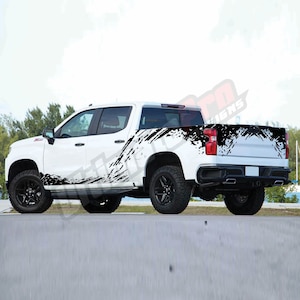 5 x Mud Splash Sticker Sport Decal Vinyl Side Bed Tailgate Doors Compatible with Chevrolet Silverado Crew Cab 1500 2019 2020