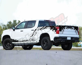5 x Mud Splash Sticker Sport Decal Vinyl Side Bed Tailgate Doors Compatible with Chevrolet Silverado Crew Cab 1500 2019 2020