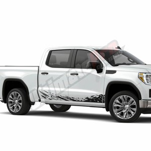 2x Sticker Sport Decal Vinyl Side Doors Mud Splash Compatible with GMC Sierra 2019 2020 Crew Cab 1500