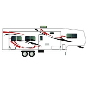 Arrow Graphics Decalcomanie compatibili con RV Classe A Camper Sport Vinyl Stickers Kit Rosso-Nero