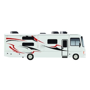 RV Class A Motor Home Camper Decals Sport Graphics Vinyl Kits Red-Black