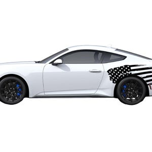 2x Decal Compatible with Ford Mustang Side Fender US Flag Wrap Decal Sticker Vinyl Sport 2005 - Present Vinyl American
