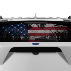 Perforated US Flag Eagle Design Sticker Decal Vinyl Compatible with Ford Explorer 2020 - Present