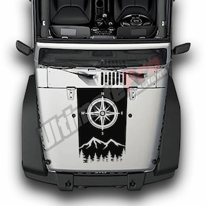 Sticker compatibel met Jeep Wrangler JK 2006-2017 Rubicon spiegel sticker sport sticker vinyl motorkap voorkant vinyl 4 x 4 off-road