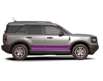 Side Door Purple Shades Stripes Decal Compatible with Ford Bronco sport SUV 2021 - 2023 Sport Stripe Sticker