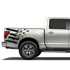 Bed Tattered US Flag Graphics Stripe Decals Stickers Vinyl compatible with Nissan Titan