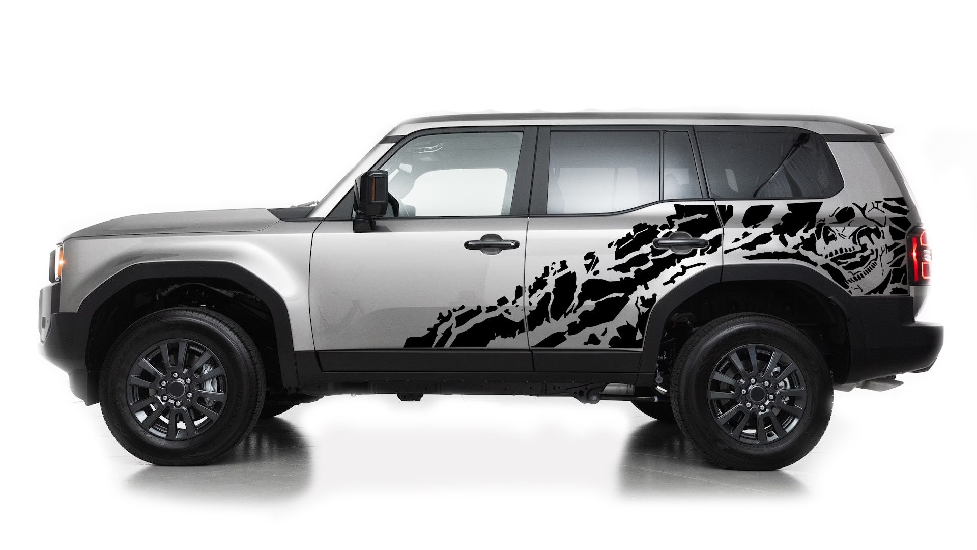 2x Large Stealth Black Toyota Land Cruiser Decals - Matte Finish For 60, 80, 100, 200 Series