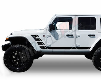 Set of Stripes Sticker Side Mirror Hockey Extreme Sport Decal Compatible with Jeep Wrangler JL 2018 - Present Rubicon Off Road 4x4
