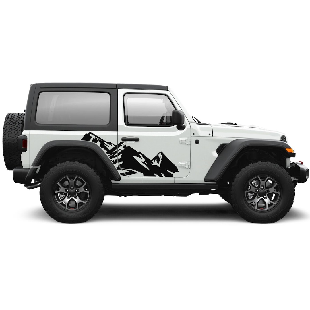 Decal Sticker Mountains Compatible With Jeep Wrangler 2 Doors JL
