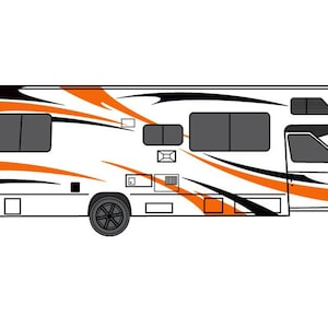 Decals Graphics compatible with RV Trailer Hauler Camper Motor-Ηome Caravan Vinyl Kits Black-Orange