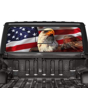 Naklejka na tylną szybę z flagą USA Eagle Flaga Falista Kompatybilna z Jeep Gladiator 2020 - 2023