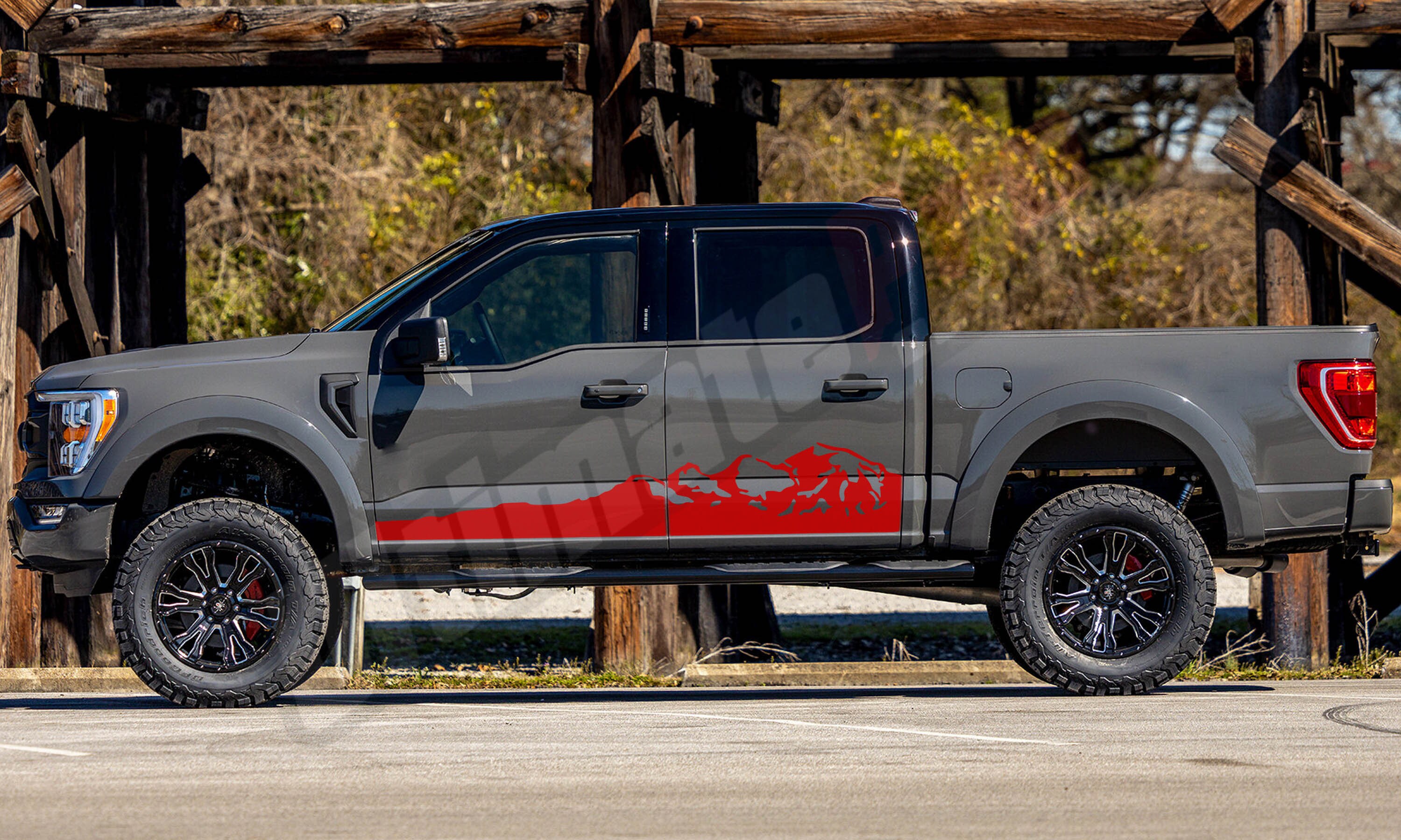 4x4 Off Road Mountains Decal Set For 2009-2018 Ford F-150 F-250 | 5.6" X 16" Vinyl