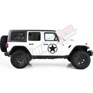 Army Star Sport Decal us Side Door Sticker Compatible with Jeep Wrangler JL Off Road 4x4 2018 – present Rubicon