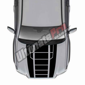 Decal Sticker Vinyl Hood Compatible with Toyota Tacoma 2016 - 2023  Mirror Stripes 4x4 scoop vent front