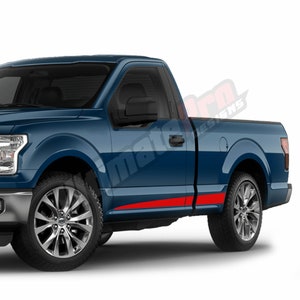 Decal Compatible with Ford F150 Regular Cab 2009 - Present Sport Vinyl Racing Mirror Stripes 4x4 Edge Line Sticker Decal  Side Doors