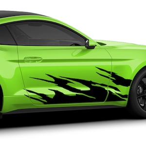 Set Of Decal Flames Compatible with Ford Mustang Rear Sticker Vinyl Sport 2015 - 2023 performance Skirt Vinyl
