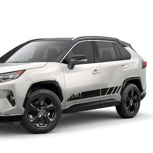 Calcomanía de vinilo deportiva para puerta lateral con diseño de montañas, compatible con Toyota Rav4 2019 2020 SUV Hybrid