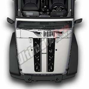 Hood Stripes Sticker Compatible with Jeep Wrangler Jk 2006 - 2018 Rubicon Vent Scoop Sport Decal Side Door Vinyl Stripes 4x4 off road