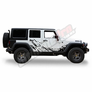 4x4 Splash Vinyl Sticker Side Doors Sport Decal Compatible with Jeep wrangler JK 2006 - 2017 Rubicon Modern Off Road