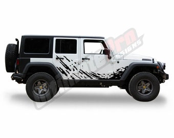 4x4 Splash Vinyl Sticker Side Doors Sport Decal Compatible with Jeep wrangler JK 2006 - 2017 Rubicon Modern Off Road
