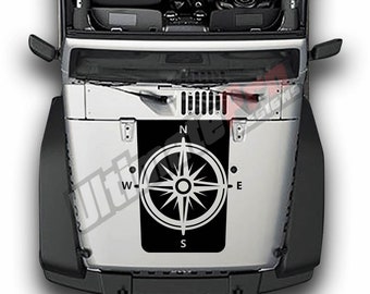 thumbnail image 2 of 2x Jeep Wrangler Hood Decals Graphics Stickers JK 2007-2018 – Black Silver, UV Protected, Made In USA 2 of 5