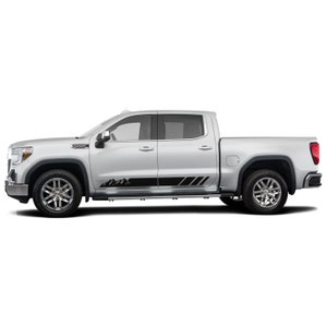 Sticker Sport Decal Compatible with GMC Sierra 1500 Crew Cab 2009 - 2020 Vinyl Set Side Door Mountains Stripes  Lifted