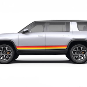 Retro sport lines stripes decals stickers vinyl graphic design compatible with Rivian R1S SUV electric vehicle 2022 - Present