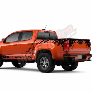 5 Mud Splash Sticker Sport Decal Vinyl Side Bed Tailgate Doors Compatible with Chevrolet Colorado 2015 - Present Crew Cab