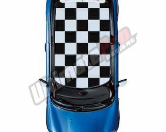 Roof Checkered Decal Sticker Stripes Compatible with Mini Cooper 2006 - 2020 wrap Fender Scoop Decal Vinyl modern