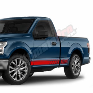 Sticker compatibel met Ford F150 Regular Cab 2009-heden Sportsticker Vinyl Racing Mirror Stripes 4x4 Sport Stripes