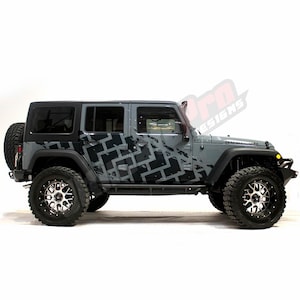 Sticker Side Doors Sport Decal Compatible with Jeep wrangler JK 2006 - 2017 4x4 Tire stamps Splash Vinyl Rubicon Modern Off Road