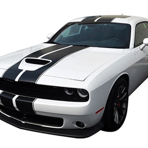 Rally Sport Stripes Compatible with Dodge Challenger 2015 2016 2017 2018 2019 2020 2021 Sticker Vinyl Decal Racing Hood Roof Stripe