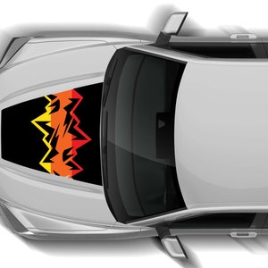 Retro Mountains Hood Graphics Decal Sticker Compatible with Toyota Tundra 2022 - 2023