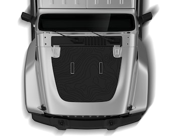 Topographic Hood Graphics Decal Sticker Compatible with Jeep Wrangler JL and Gladiator JT